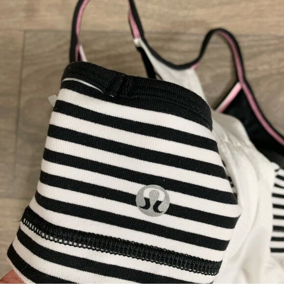 Lululemon No Limits Tank Top White Classic Stripe Black White Black Size 4 - Picture 7 of 16